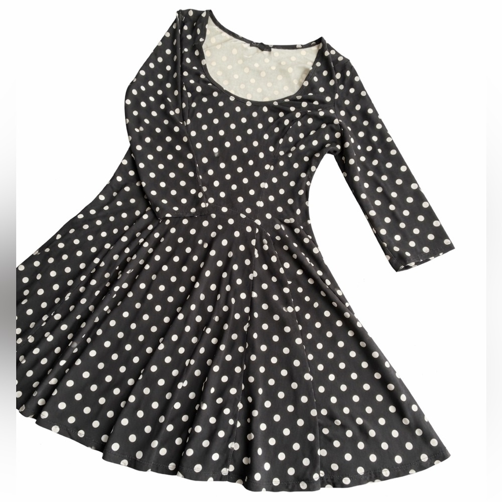 Skater Dress black white polka dot size XL fit and flare